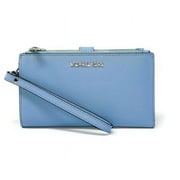 Michael Kors Womens Jet Set Travel Double Zip Saffiano Leather Wristlet Wallet 2019 New Color (Pale Blue)