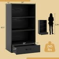 thumbnail image 3 of 4-Tier Bookcase with Drawer, Wooden Cube Storage Organizer, Modern Display Shelf, Small Bookshelf for Small Spaces, 42.5" Tall Book Shelf for Classroom, 's Room, Bedroom (Black), 3 of 16