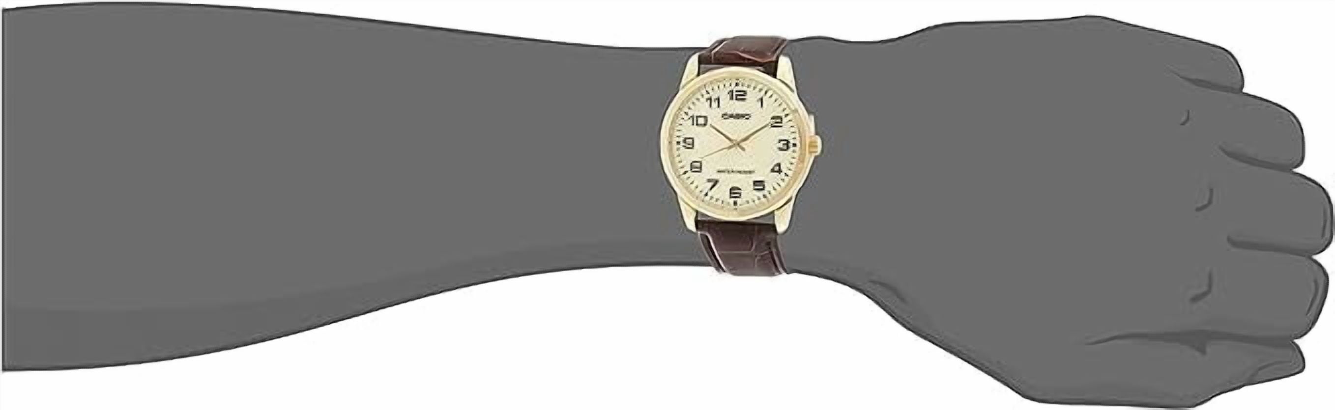 Casio Men's Brown Leather Band Gold Bezel Standard Analog Watch MTPV001GL-9B