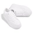 thumbnail image 4 of LUCKY STEP Fashion Chunky Faux Leather Sneakers Low Top Casual Shoes,White,Womens, 4 of 7