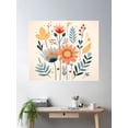 thumbnail image 2 of Simple Boho Flowers Doodle Flowers Line Art Floral Design Poster Wall Art, Modern Wall Decor For Living Room Bedroom, 16x24 UNFRAMED, 2 of 3