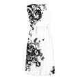 thumbnail image 4 of RYRJJ Women's Casual Sleeveless T-Shirt Dresses Summer V Neck Button Down Elastic Waist A-Line Swing Short Dress(Floral White,L), 4 of 4