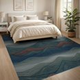 thumbnail image 3 of ODIKA 8'x10' Washable Area Rug Durable, Non-Slip Abstract Boho Distressed Layered Motif Round Tone Wave Landscape Refined for Living Room, Under Sectional, Family, 3 of 7