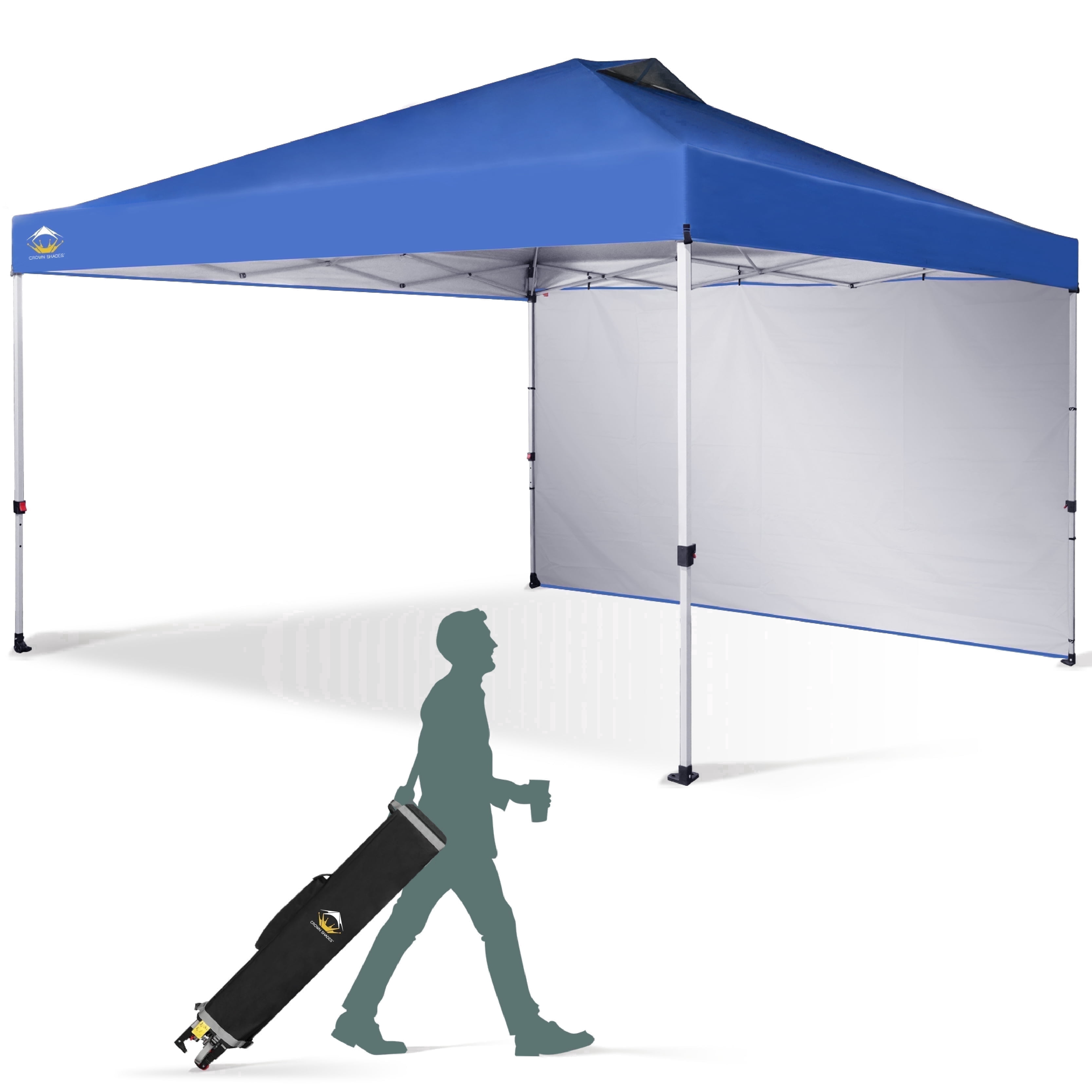 Crown Shades 12x12 Pop-Up Canopy with Sidewall, Blue photo 1