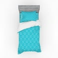 thumbnail image 2 of Geometric Duvet Cover Set, Blue Monochrome Style Ornament Geometric Shapes Curved Crescent Moon Motif, Bedding Set with Shams and Fitted Sheet, 3 Sizes, by Ambesonne, 2 of 3
