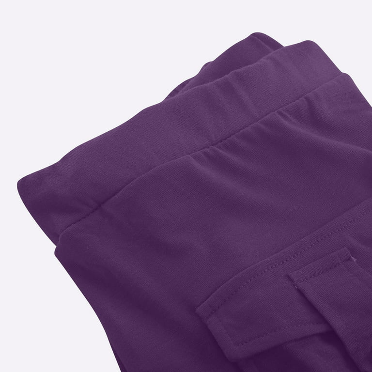 KIJBLAE Womens Pantss XXXL Summer Slimming Solid Gym Button Stretch Skinny Waist Ladies Pants Short Pants Purple for Drawstring Trousers Yoga Workout Fashion Color 2023 Pants Pants