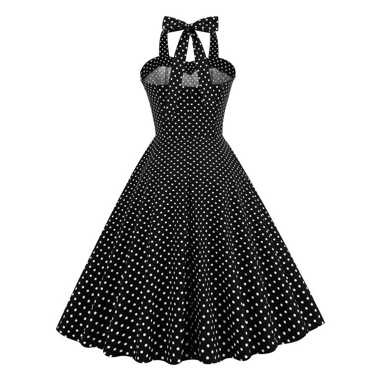 1950s black and top white polka dot dress