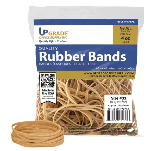 Bandas elásticas Upgrade Office Supply tamaño #33, 150 piezas