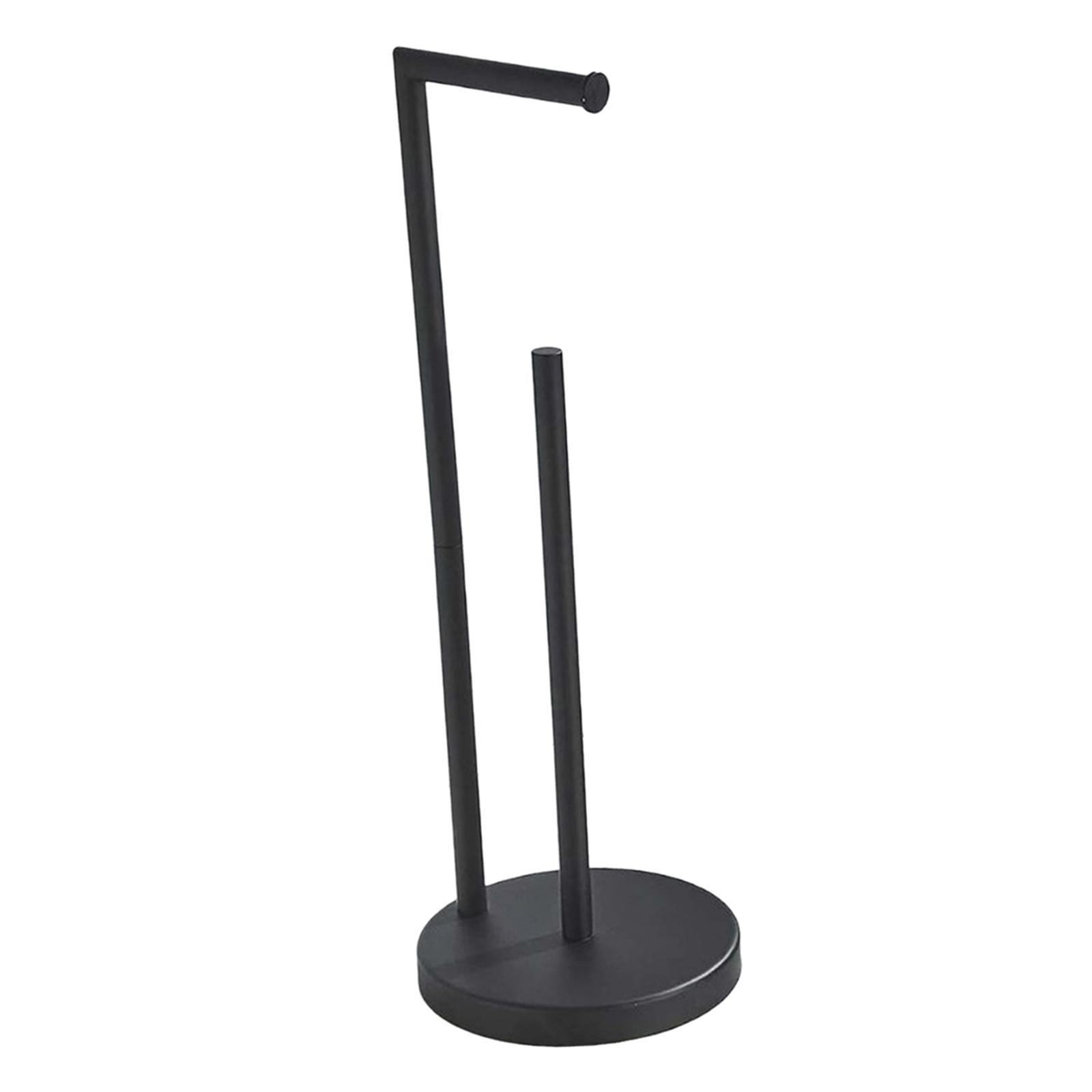Fiocias Toilet Paper Holder Stand Bathroom Rustproof Floor Holds 3 Rolls Stainless Steel Black