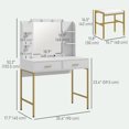 thumbnail image 3 of HOMCOM Makeup Vanity Desk and Stool Set with Lighting Mirror, White, 3 of 10