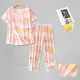 thumbnail image 2 of 2025 Ensemble de Pyjama pour Femmes Court Nuisette Robe à Manches Haut Pantalon Capri Robe de Nuit Sommeil Femmes Tenue de Nuit Grande Taille Col en V Combinaison Intégrale Pyjama Doux Ensemble de Pyjama pour Femmes Pyjamas, 2 of 3