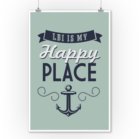 One Happy Place Long Beach Island, New Jersey - LBI Is My Happy Place (#1) - Lantern Press Artwork (9x12 Art Print, Wall Decor Travel Poster) ()