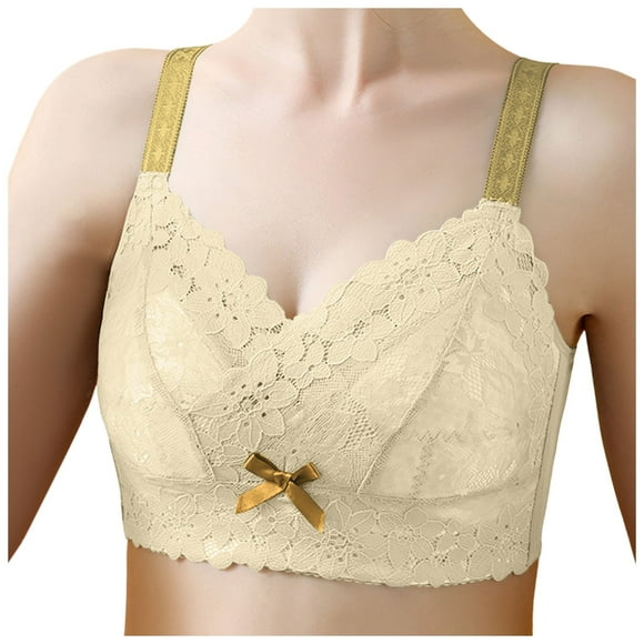 FhsagQ Bra Womens Bras Bodysuit Crotchless Lace V Wireless Bralette for Women Available in Packs Womens Bras Plus Size White Bras for Women Crotchless Stockings Yellow 40