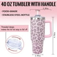 thumbnail image 3 of 40 Oz Leopard Cheetah Animal Print Tumbler with Handle & Straw - Leakproof Travel Mug & Water Bottle, BPA-Free, Ideal Gift for Women (Pink Accents), 3 of 6