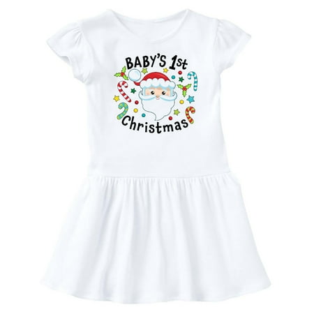 

Inktastic Baby s 1st Christmas Santa with Candy Canes Gift Baby Girl Dress