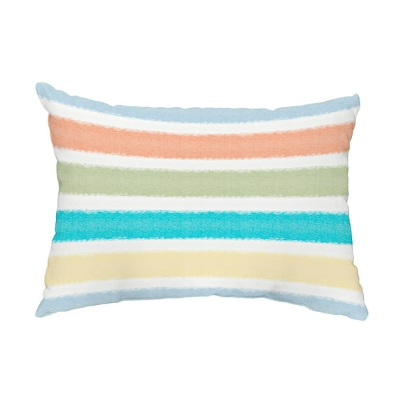 Simply Daisy, 14" x 20" Fun in the Sun Light Blue Decorative Stripe Outdoor Pillow