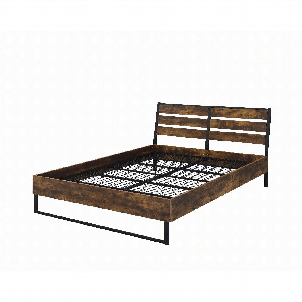 King Size composite wood & metal bed frame no box spring black for master bedroom