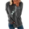 thumbnail image 3 of Womens Dandelion Printed Sweatshirt Long Sleeve Crewneck Pullover Tops Casual Loose Fit Tunic All-Match Clothing, 3 of 5