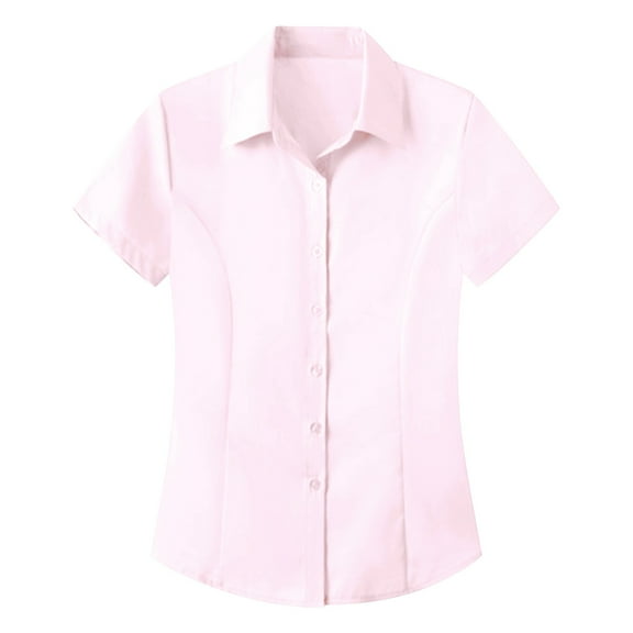 Red Women Shirts, Ms. Shirt Female Short Sleeved Light Purple Korean Version Of The Simple Sister Clothing Oversized Work Clothes,Women Shirts L