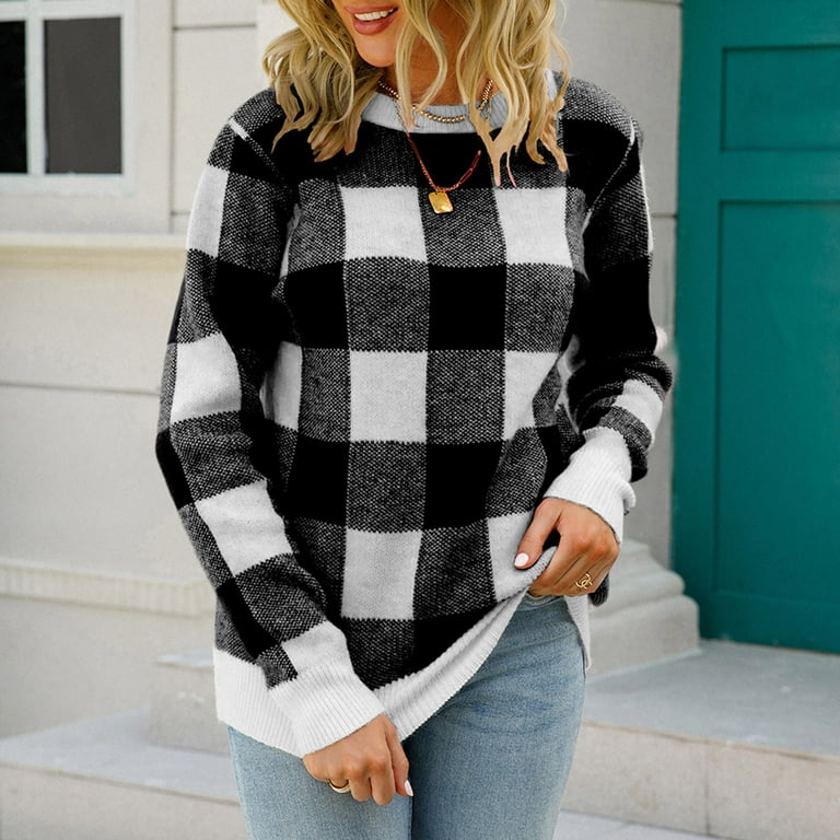 Oversized plaid sweater cheap