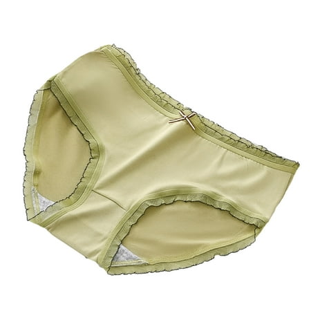Girls Cotton Underwear Briefs Mid Waist Color Black Comfort Soft Underpants Breathable Sweet Cute Panty  Green  L