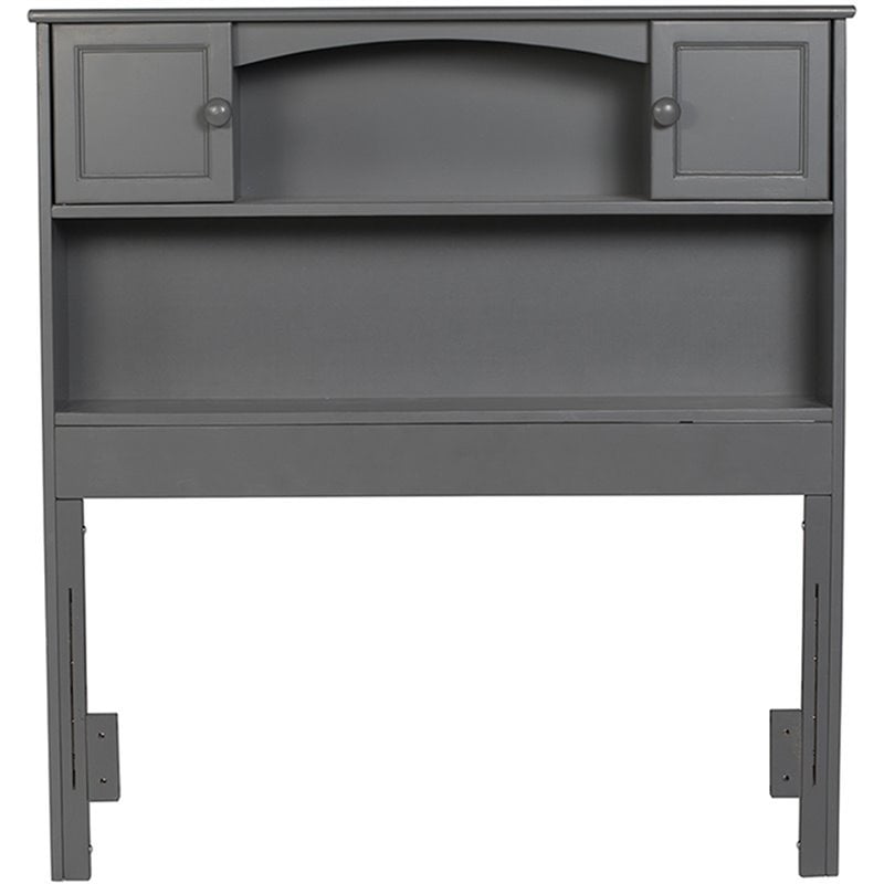 Bowery Hill Solid Wood Bookcase Twin Headboard in Gray ...