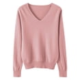 thumbnail image 4 of WUANDIXFA Chandails d'Automne pour Femmes Chandails pour Femmes Chandails à Col en V pour Femmes Chandails Légers pour Femmes Manches Longues Col Rond Chandail Léger et Doux en Tricot Blouse Rose,P, 4 of 4