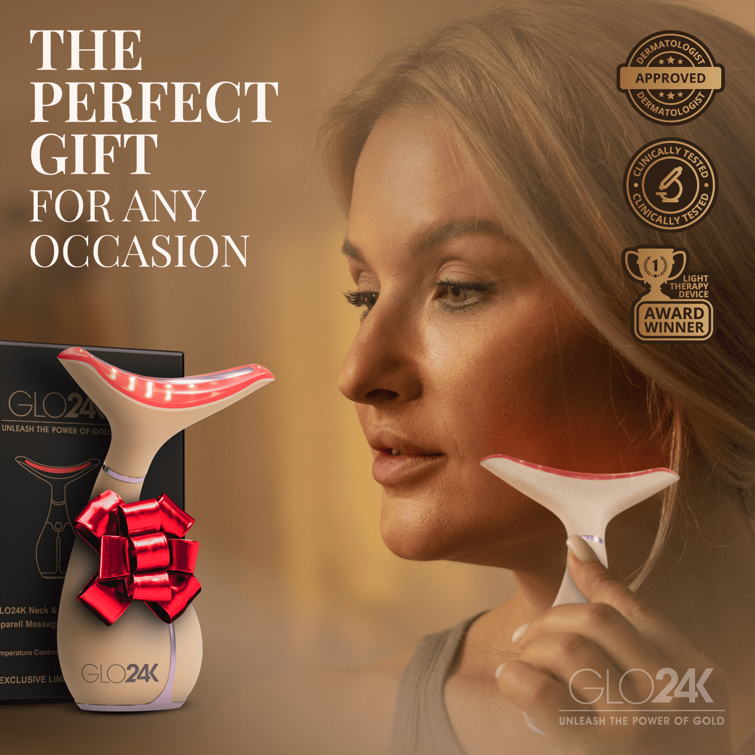 GLO24K 7 Color LED Neck and Face Beauty Device - Limited Edition