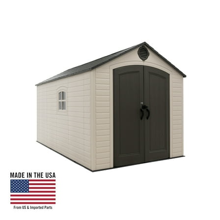 Lifetime Lockable  DIY Polyethylene Storage Shed, 90 Sq. ft., 8' x 12.5', Tan & Gray (60395)