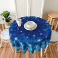 thumbnail image 2 of Winter Snowflakes Round Tablecloth, Christmas Blue White Snow Table Cloth 60 Inch for Kitchen Dining Decor, Xmas Polyester Fabric Non-Slip Table Cover for Holiday New Year, 2 of 6