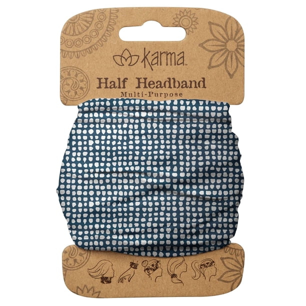 Diadema Karma Navy Dots para mujer - Mediana - Diadema de tela y pañuelo para el cabello elástico - Azul marino/Blanco