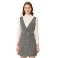 thumbnail image 1 of Falda de tirantes de vestido general de oficina de cintura alta a cuadros de mujer Albaricoque M, 1 of 6