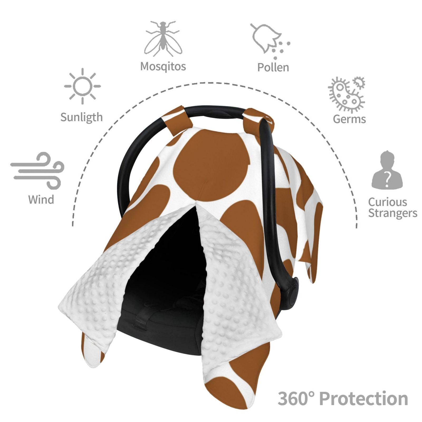 Car Seat Cover Baby - cute brown cow print Breathable Infant Car Seat Cover for Baby Carseat, Lightweight Comfort Baby Essentials Must Haves Newborn Stuff for Girl Boy