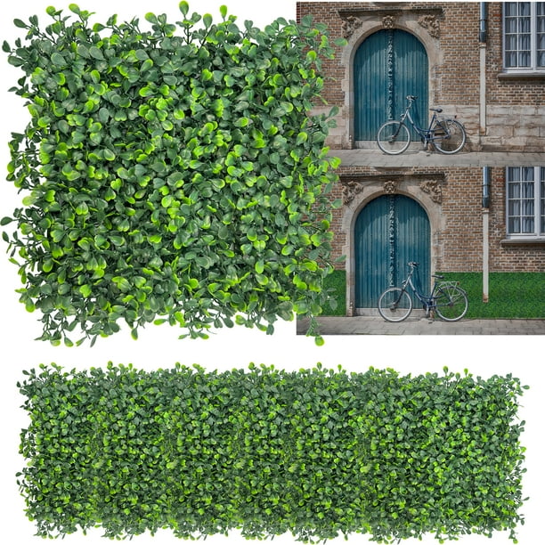 Fondo de pared de césped artificial DOPGIB, 10 x 10 cm, madera de boj, color verde