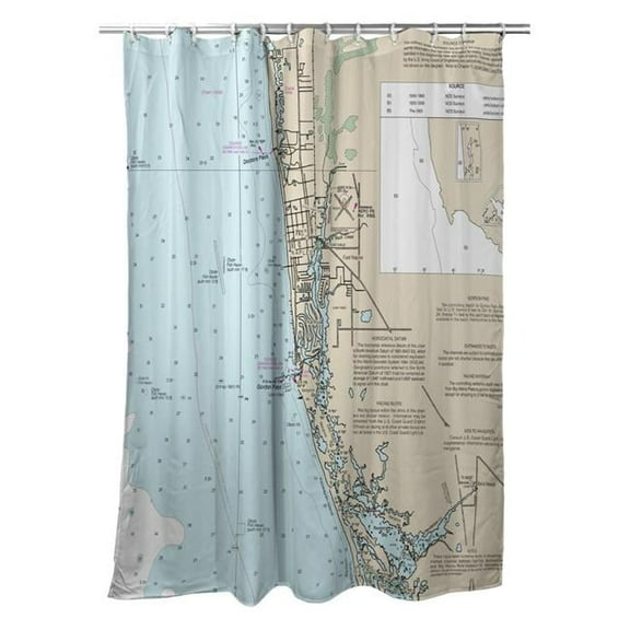 Betsy Drake SH11429NA Naples Bay, FL Nautical Map Shower Curtain - 70 x 72 in.