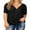 Black, variant on Cueply Womens Plus Size Tops Short Sleeve V Neck Waffle Knit Tunic Blouse Tie Front Button up T Shirts