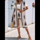 thumbnail image 5 of Bohemio Floral de Corta para Mujer, Talla Grande, con Abertura Frontal, Conjunto de 2 Piezas para Verano Negro Albaricoque XXL, 5 of 7