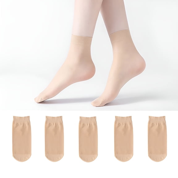 OQRKI Ankle Socks 10 Pack Women's Nylon Socks Ankle High Pantyhose, Beige Lady Short Socks