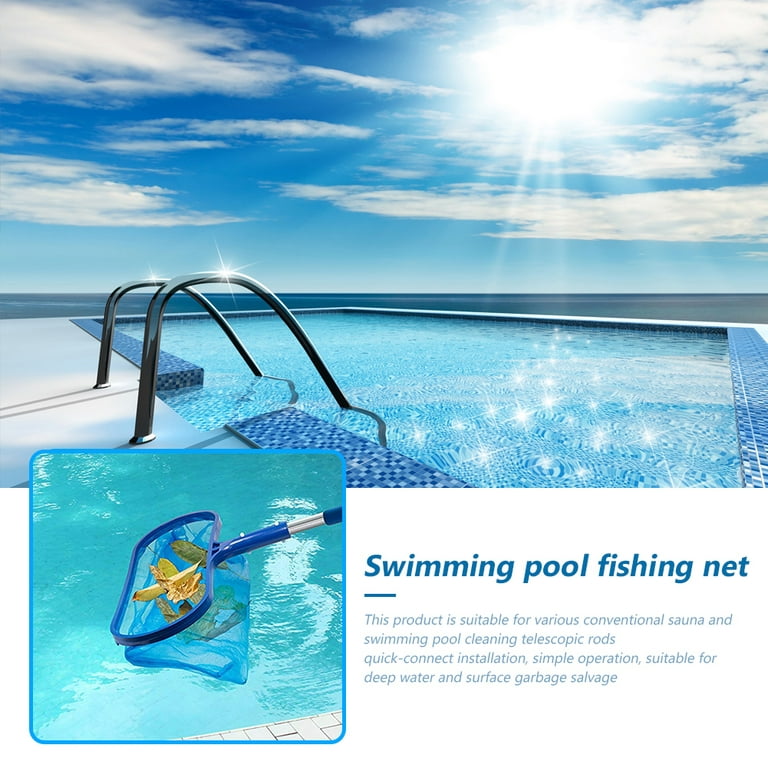 Pool Skimmer Net with Telescopic Pole, Fine Mesh Leaf Skimmer Pool Cleaner  Net for Spa Hot Tub Pond Swimming Pool Cleaning