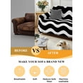 thumbnail image 5 of Black Moire Ombre Couch Cover for 2 Cushion Couch, Water Ripple Stripe Farmhouse Washable Love Seat Sofa Covers Slipcover, Throw Sofa Covers for Pets, Furniture Protector 71"x102", 5 of 9