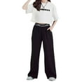 thumbnail image 3 of Guardurnaity Camiseta de manga corta para niñas, conjunto de pantalones de pierna ancha, senderismo, estilo informal para niños, camisetas, conjuntos de ropa Negro 130cm, 3 of 6