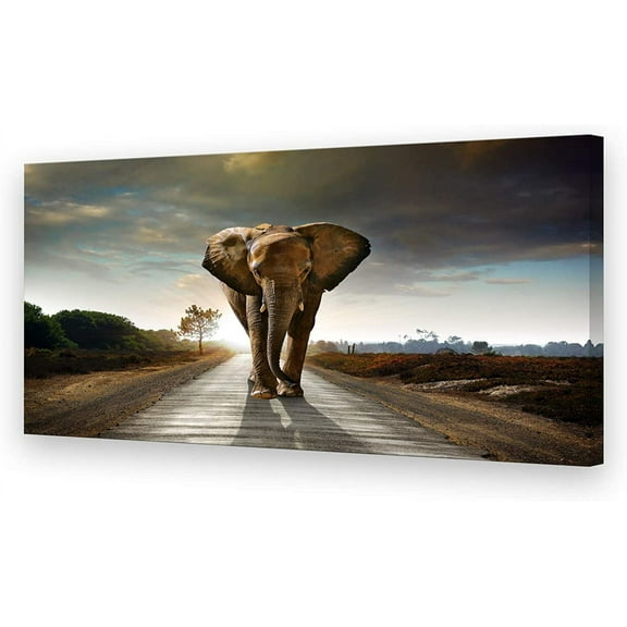 Aaheei Elephant Canvas Prints Wall Art Animals Photo Pictures Painting on Canvas Decor for Living Room Bedroom Home Office kitchen Wall Decored and Grey Landscape Artwork