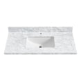 thumbnail image 2 of Zevio 43"W x 22"D Natural Marble Vanity Top in Carrara White with Ceramic Sink, 2 of 12