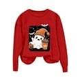 thumbnail image 4 of LYEAA Halloween Sweatshirts for Women Long Sleeve Crew Neck Regular Ribbed Cuff Casual Wear Ghost Holiday Clothes Red XL, 4 of 5