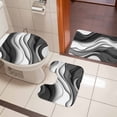 thumbnail image 4 of Black Grey Ombre Bath Mat 3 Piece Bathroom Rug Set, Moire Modern Aesthetics Geometric Abstract Non Slip Bath Rug Contour Mat and Toilet Lid Cover, Absorbent Shower Mats Soft Bath Rugs and Mats Sets, 4 of 8