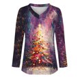 thumbnail image 4 of Christmas Shirts for Women Long Sleeve V Neck Pullover Holiday Blouses Party Ready Comfort Fit Seasonal Print Going Out Tops, 4 of 5