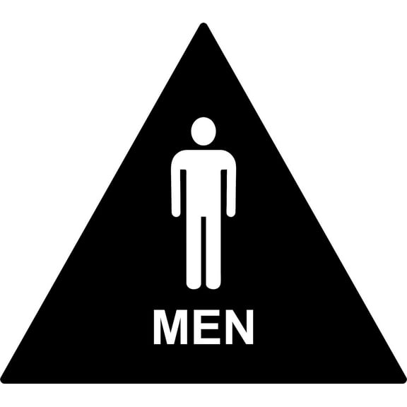 ADA Compliant MEN Restroom Sign, Triangle Geometric Door Sign (Black)