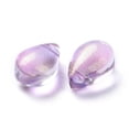 thumbnail image 3 of 20pc Transparent Glass Charms Glitter Gold Powder Teardrop Violet 9x6x5mm Hole: 1mm, 3 of 3