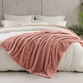 thumbnail image 4 of Exclusivo Mezcla Twin Size Soft Fleece Blanket, 60"x80" Stylish Jacquard Velvet Blanket for Bed, Cozy Soft Lightweight for All Season, Dusty Pink, 4 of 9