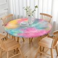 thumbnail image 3 of Colorful Floral Pattern Round Fitted Tablecloth with Elastic Edge,Dining Table Cover Waterproof,Outdoor Round Tablecloth for Camping,Dining,Indoor and Outdoor, 3 of 7